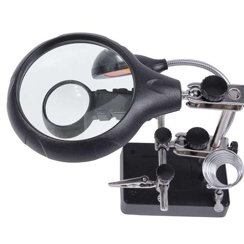 8X Adjustable High Magnification Glass Desktop Magnifier 6 LED Lights for Perfect Illumination Light