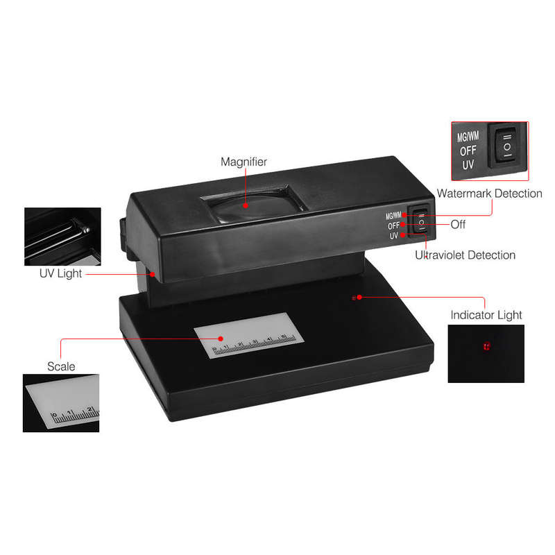 Ad-2138 cash detector machine indicator bill cash counting machine money  detector currency banknotes notes checker with ultraviolet uv and magnifier  Sale - Banggood.com