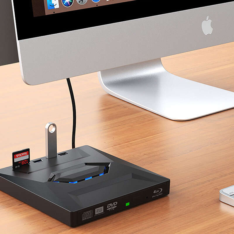 DeepFox External DVD Drive USB3.0 Type-C Cable Portable Optical Player CD RW Writer Burner for Lapto