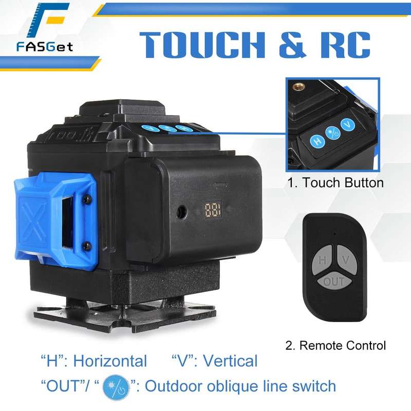 FASGet 16 Lines 4D Laser Level Self-Leveling 360 Horizontal And Vertical Super Powerful Green Laser