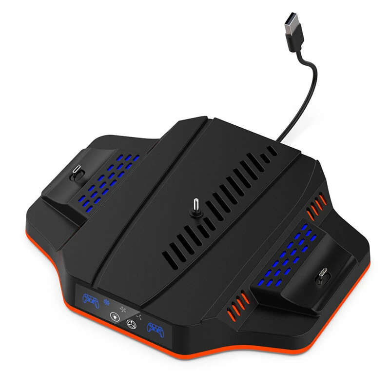 DOBE PS5 Slim Game Console Cooling Base with RGB Colorful Ambient Light Game Controller Charging Sta