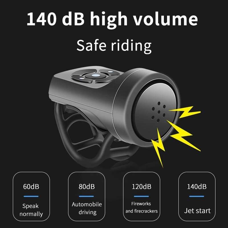 Xmund 140dB High Sound Bicycle Bell Horn 4 Sound Modes 200mAh USB Chargeable Electric Horn Mountain