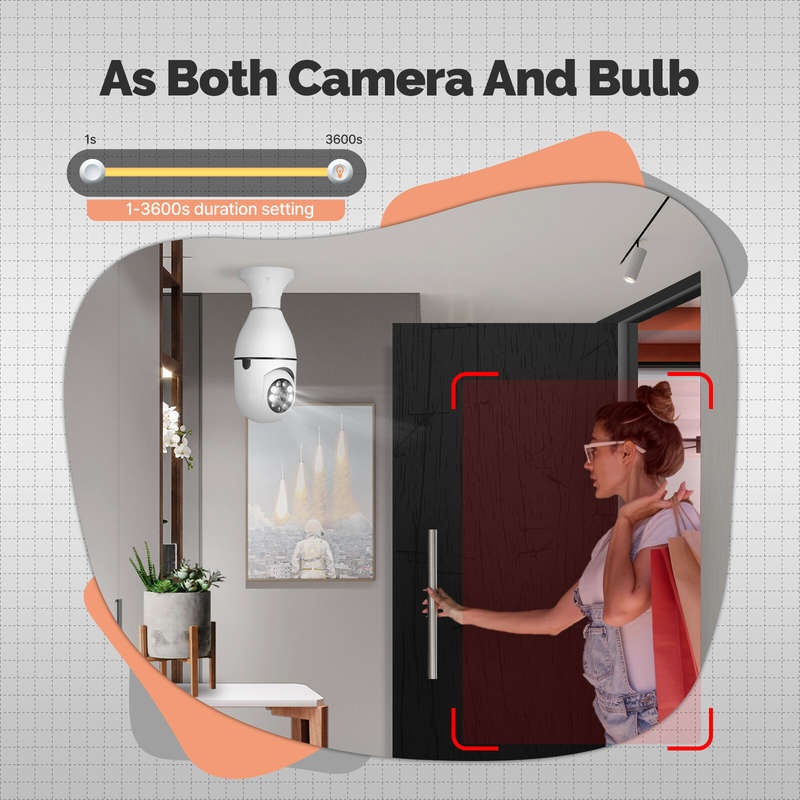 MoesHouse E27 3MP HD Tuya Smart WiFi Bulb Camera Full Color Night Vision PTZ Cam Auto Tracking Motio