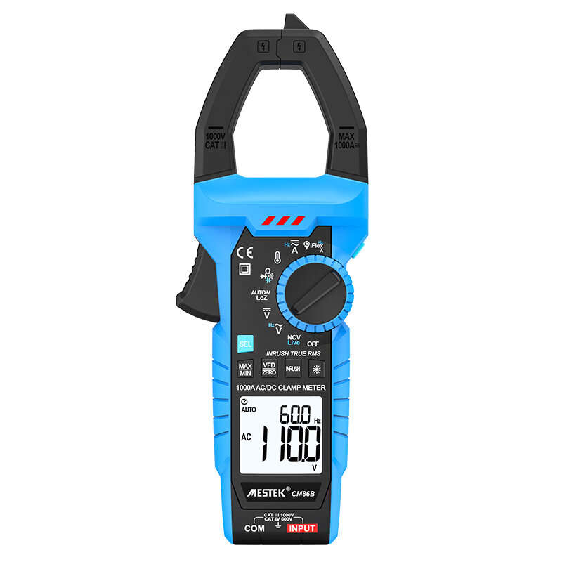 Mestek CM86B Digital Clamp Meter Auto Range Multimeter True RMS High Precision 1000A DC/AC Current V
