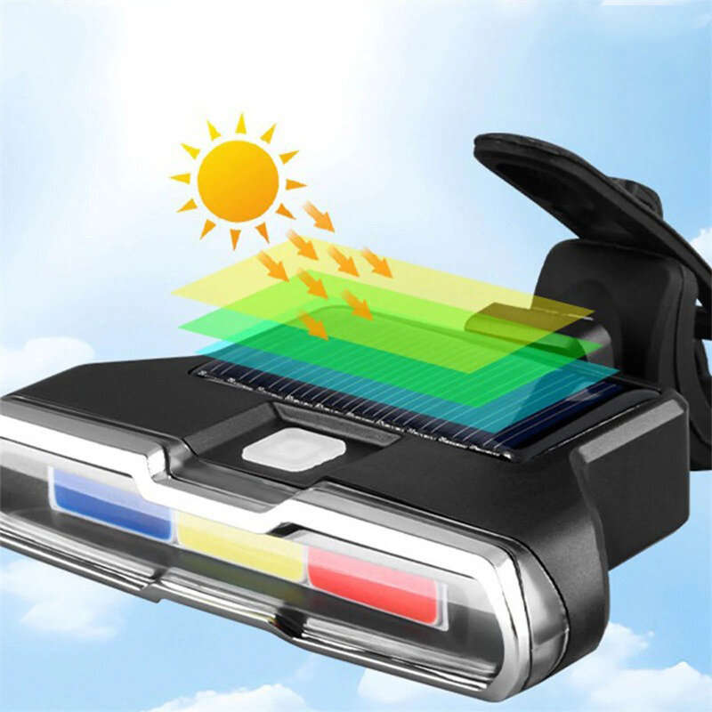 Bikight Solar Bike Taillight 300mAh Battery 7 Light Modes Type-C Charging IPX7 Waterproof Bicycle Re