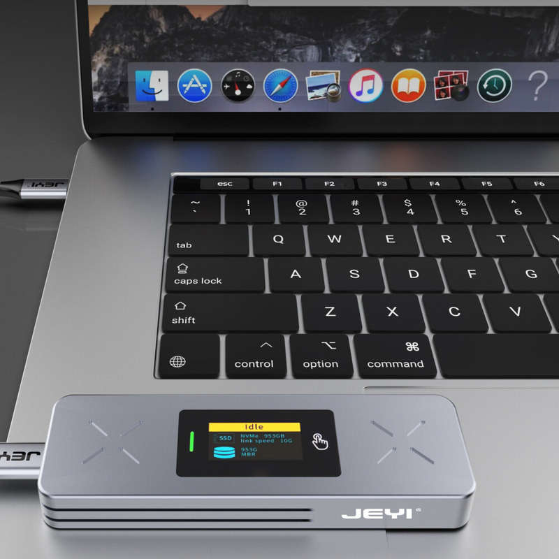 JEYI i9X Smart Display M.2 Dual Protocol SSD Enclosure USB 3.2 Gen 2 10Gbps M.2 NVMe SATA SSD Case S