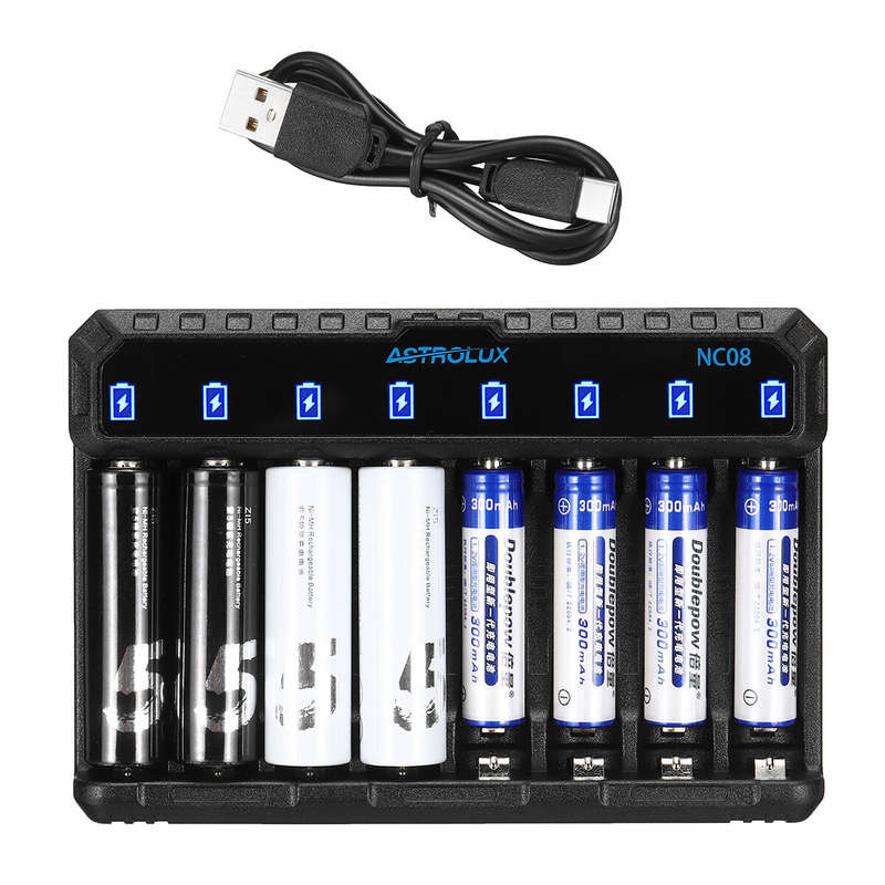 Astrolux NC08 8 Slot Intelligent Charger For Ni-MH/Ni-Cd/Li-ion AA AAA 1.5V 14500 10440 Battery Type
