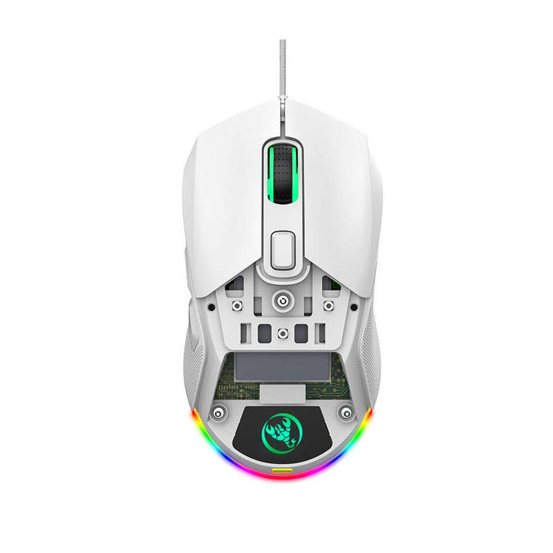 HXSJ X300 Wired Mouse 1200-7200DPI Adjustable 6-key Macro Programming Mice with RGB Backlit Swap Bac