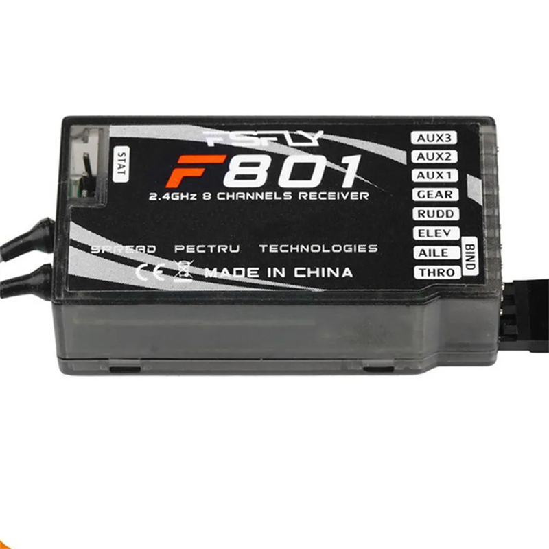 FSFLY F801 2.4GHz 8CH PPM DSM-X/DSM2 Receiver Support Spektrum DX6 DX7 DX8 DSM2 JR Transmitter for R