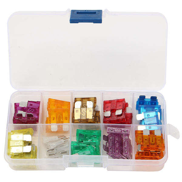 50Pcs 3A-40A Colour Medium Blade Fuses Assortment Kit -10 Sizes