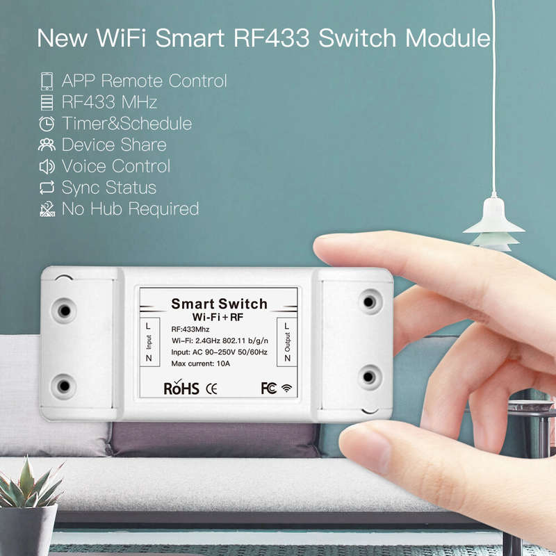 Mouehouse RF433 + WiFi DIY Smart Switch Module RF433 Remote Control for Smart Automation Smart Life/