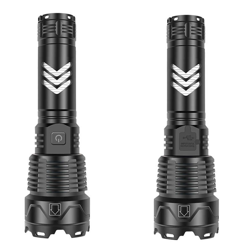 Type-C USB Rechargeable Super Bright XHP70 LED Flashlight Multi-Use Torch Rechargeable Telescopic Zo
