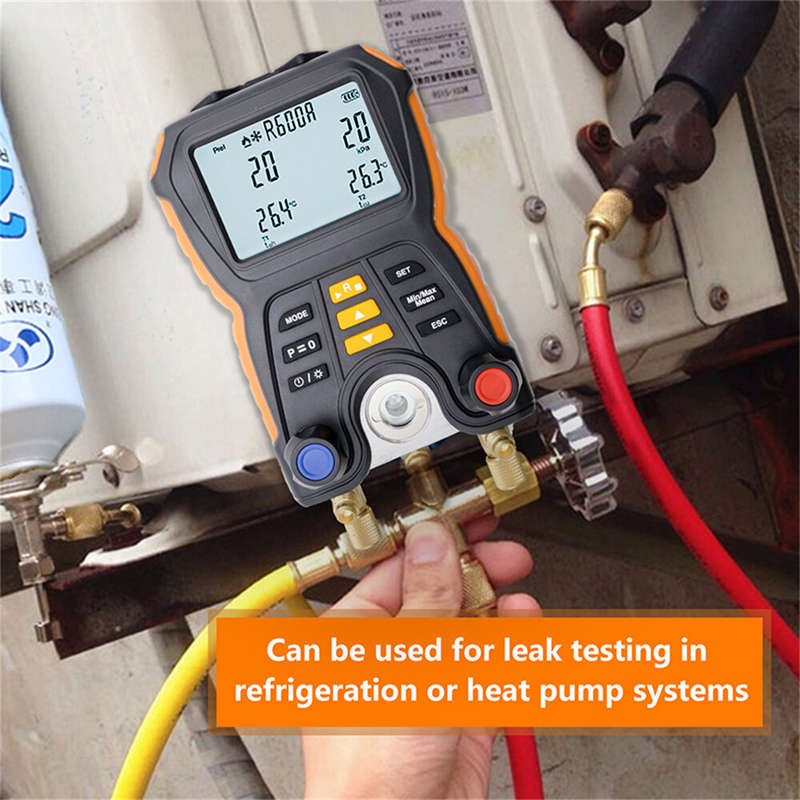 HTI Digital Pressure Gauge HT-750 Electronic Manifold Instrument Refrigeration Pressure Meter Temper
