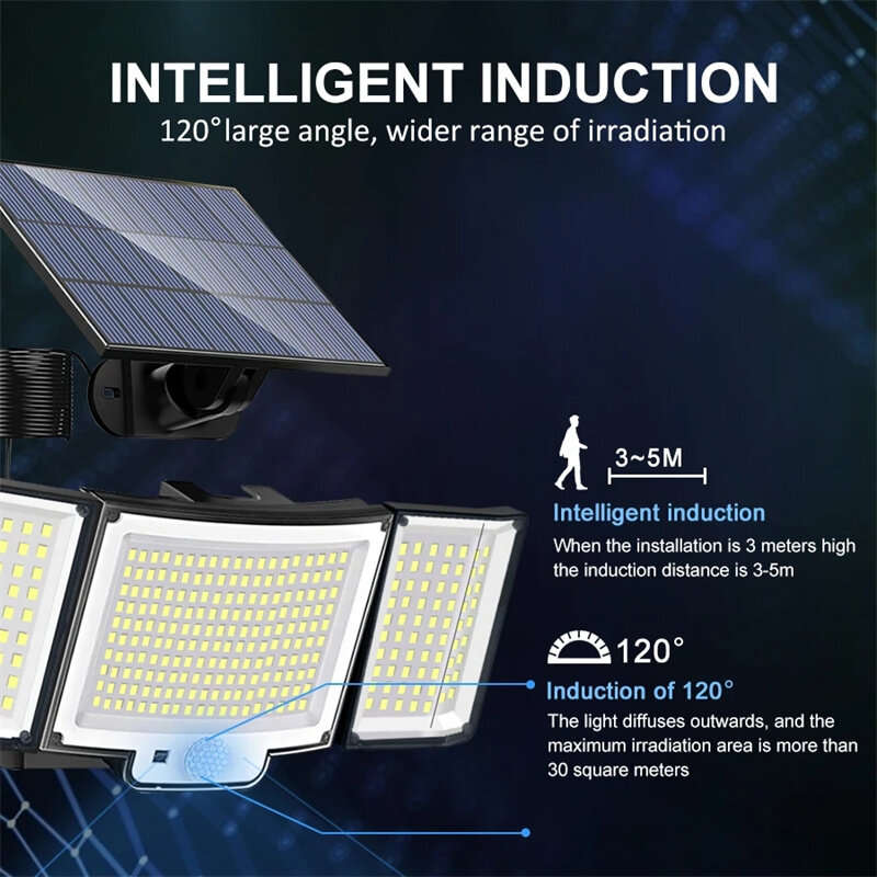 328LED Solar Light Outdoor Lamp Super Bright Motion Sensor Waterproof 3 Working Modes Spotlight Sola