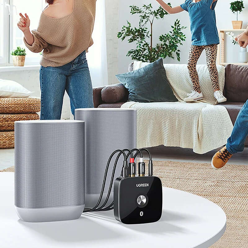 UGREEN CM106 bluetooth RCA Receiver 5.1 3.5mm Jack Aux Wireless Adapter Music for TV Car 2RCA blueto