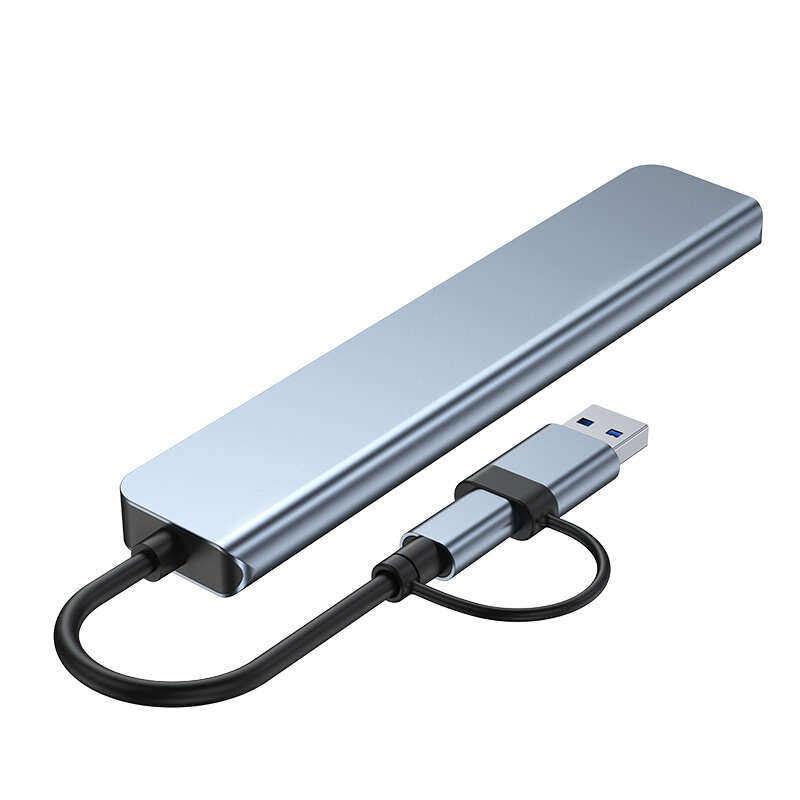 8 in 1 Type-C Docking Station USB-C Hub Splitter Adaptor with USB3.0*2 USB2.0*2 USB-C Data*1 SD/TF C