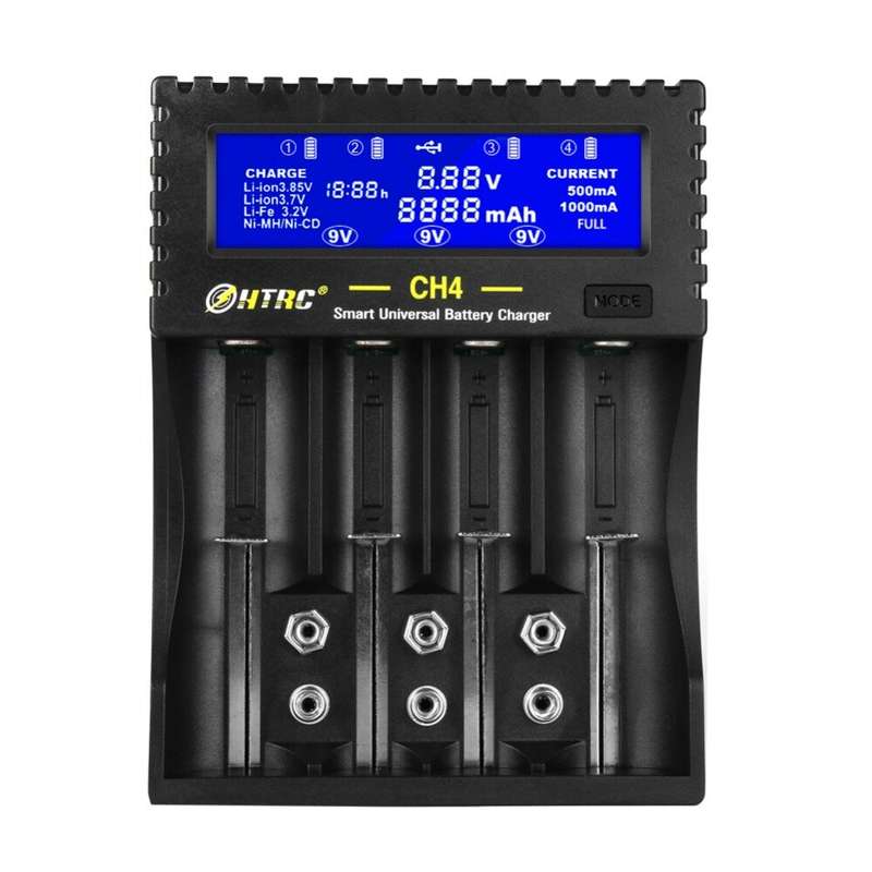 HTRC CH4 Battery Charger Li-ion Li-fe Ni-MH Ni-CD Smart Fast Charger for 18650 26650 6F22 9V AA AAA