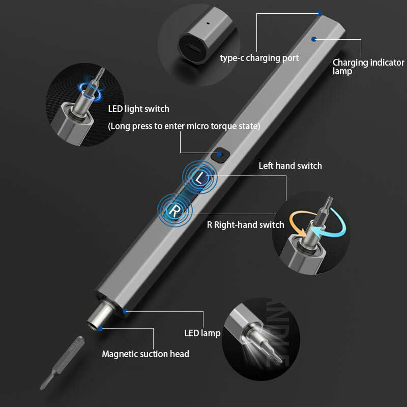 50 In 1 Precision Electric Screwdriver Set Type-C Fast Charging Screwdriver Set with LED Light Phone