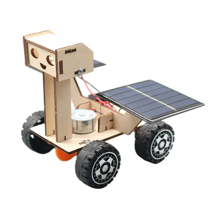 DIY Solar Lunar Rover Car Educational Toy Wooden Kit Solar-Energy Powered Kids Students Children Sci