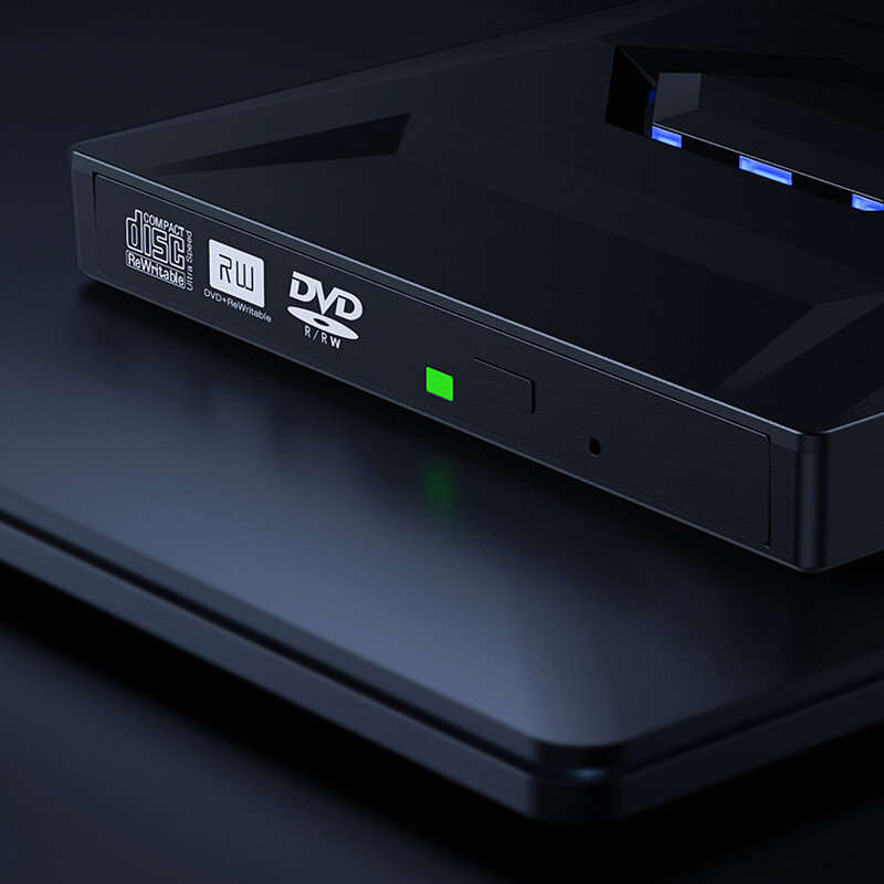 DeepFox External DVD Drive USB3.0 Type-C Cable Portable Optical Player CD RW Writer Burner for Lapto