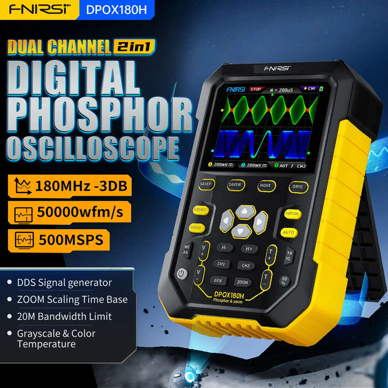 DPOX180H Oscilloscope 2.8-inch IPS Display 500MSPS Sampling 120Kpts Storage Digital Phosphor High Vo