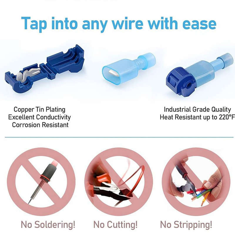 120pcs T-Tap Wire Connectors Self-Stripping Quick Splice Electrical Wire Terminals Insulated Male Qu