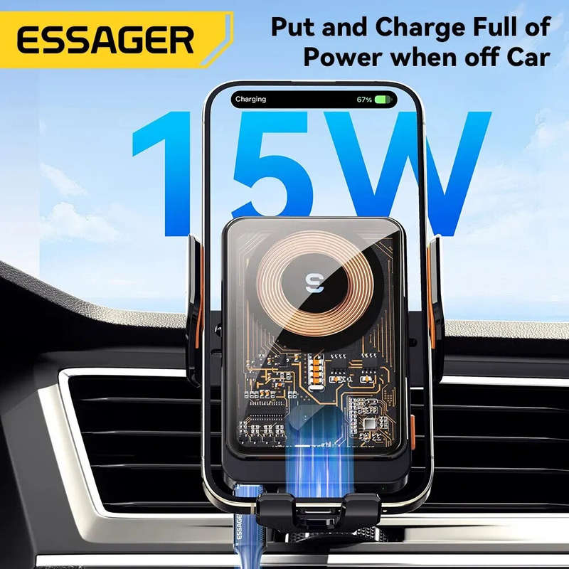 Essager T11 15W 10W 7.5W 5W Wireless Charger Car Phone Holder Air Vent Mount Stand for iPhone 15 14