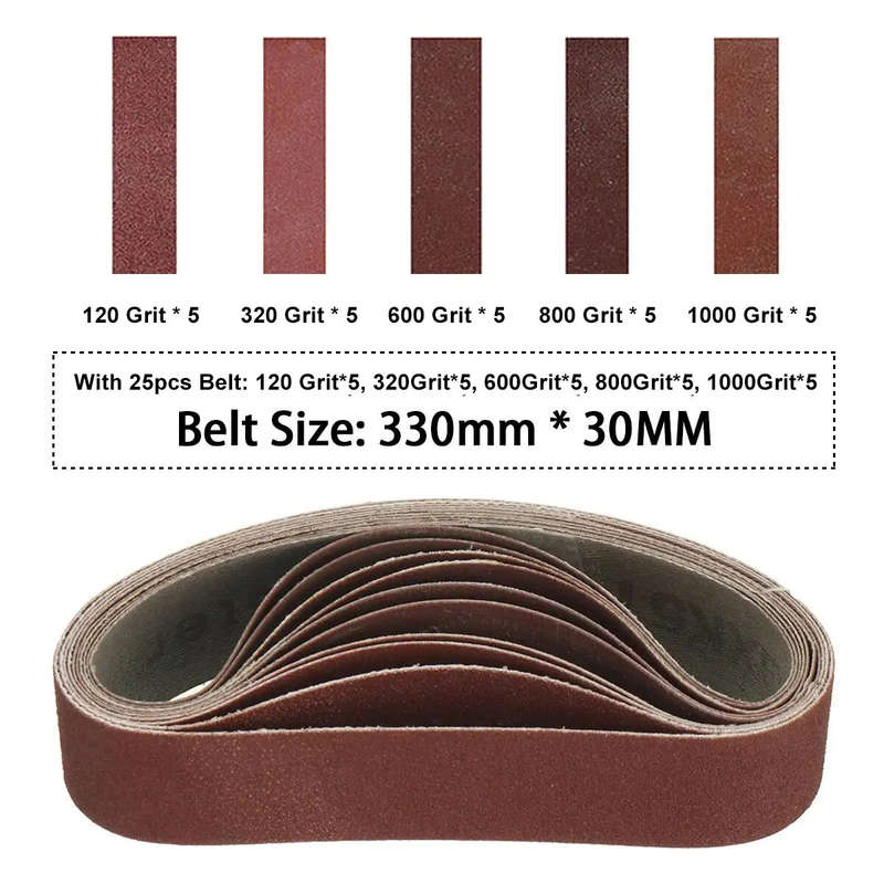 25PCS 330x30mm Sanding Belts 120/320/600/800/1000 Grits for Belt Sander Knife Sharpening Woodworking