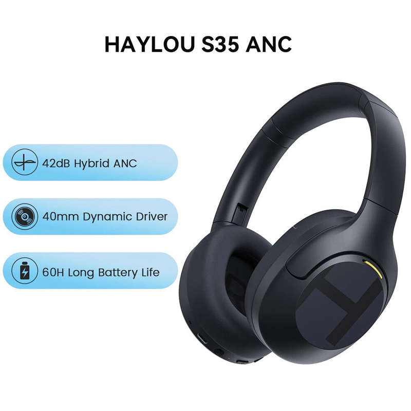 Haylou S35 ANC bluetooth 5.2 Headphone Wireless Headset 42dB Noise Cancellation 40mm Driver 60H Play