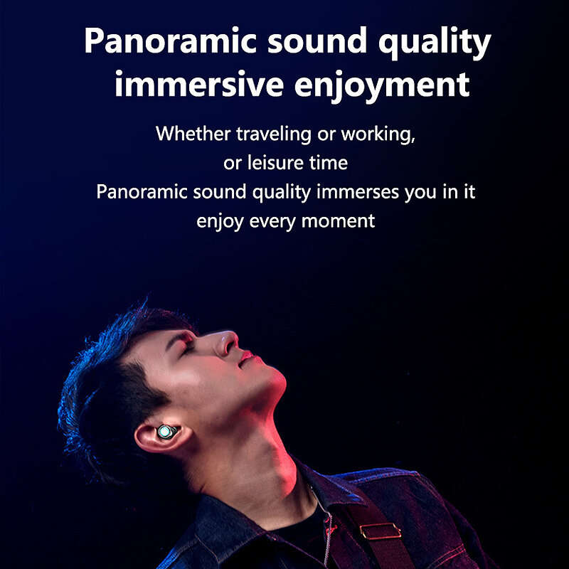 DX01 TWS bluetooth 5.3 Earphone 8D Stereo Surround Sound LED Light Digital Display Touch Control Spo