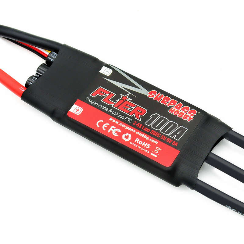 SURPASS-HOBBY FLIER Series New 32-bit 100A Brushless ESC With 5V/6V 8A SBEC 2-6S Support Programming