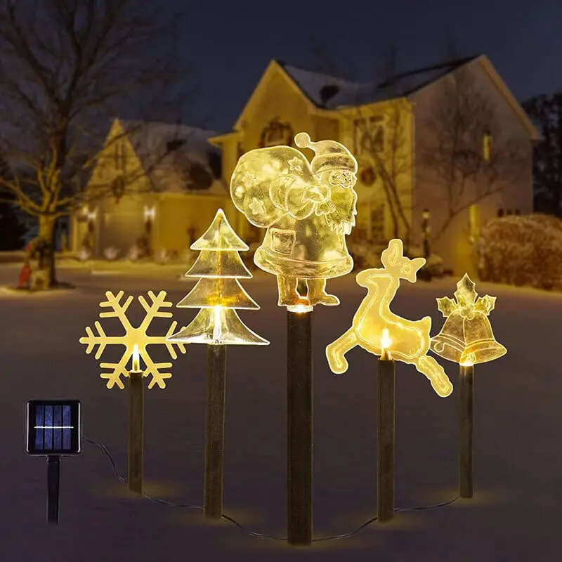 Solar Christmas Stake Light Outdoor Solar Garden Light Solar Landscape Pathway Light For Lawn Patio