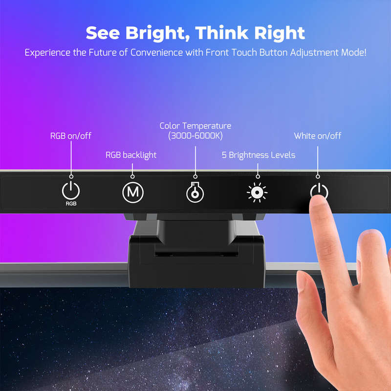 BlitzMax BM-CS1 RGB Monitor Light Bar Asymmetric Forward Projection Design & Anti-Glare Design For G