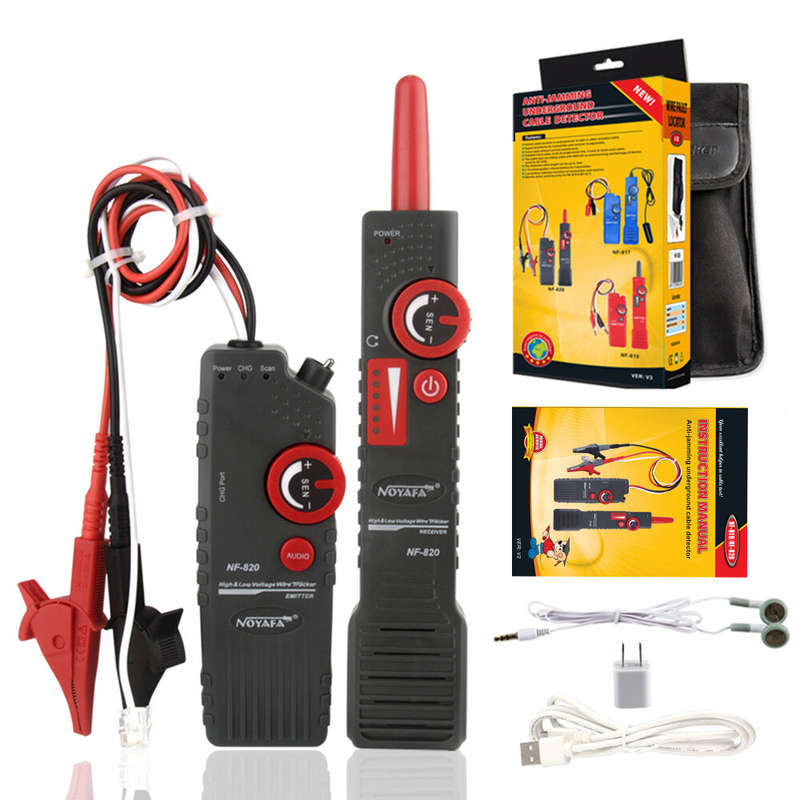 NOYAFA NF-820 Underground Cable Locator with Alligator Clip Anti-Interference High&Low Voltage Wire