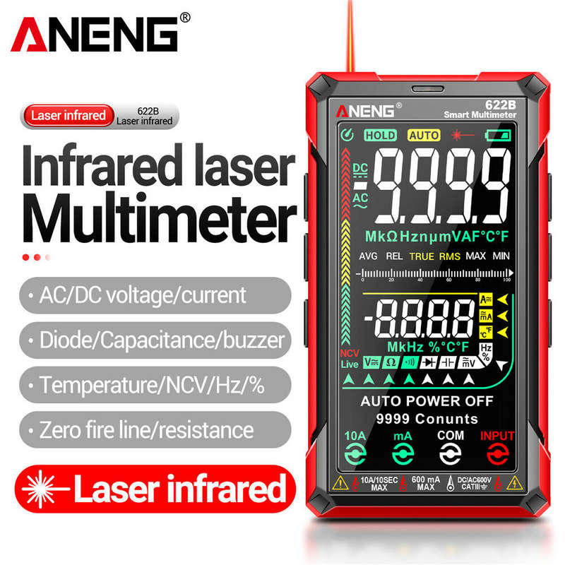 ANENG 622B Digital Smart Multimeter 10A Tester Meter Auto Range True RMS DC/AC 9999 Multitester With
