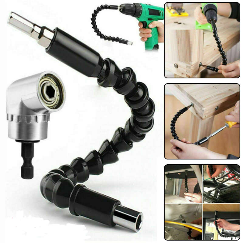 105 Degree Right Angle Drill Adapter with Flexible Shaft Bits Extension Shaft with Screwdriver Bit H