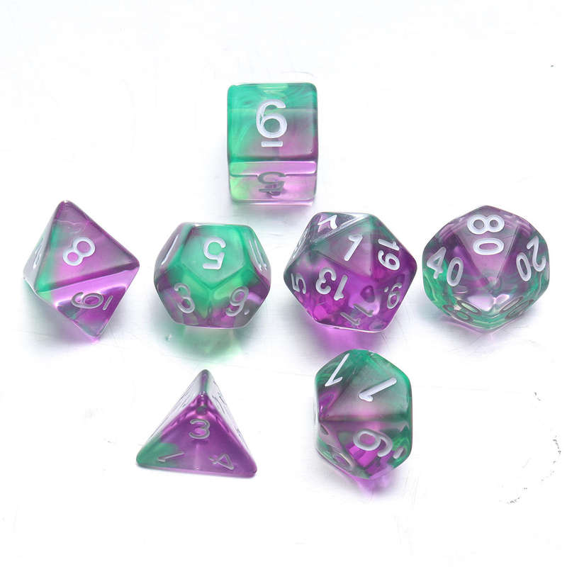 7pcs Set Embossed Polyhedral Dices DND RPG MTG Role Playing Board Game Dices Set - A
