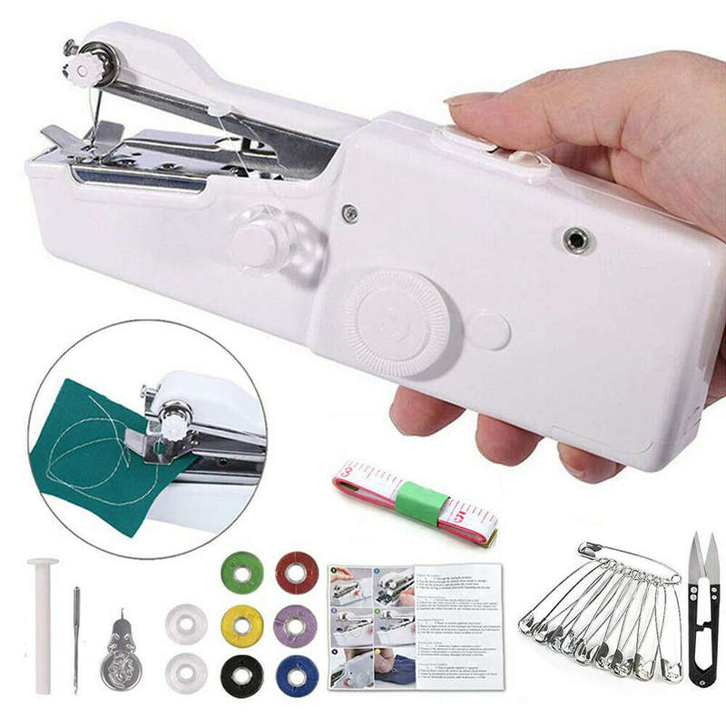 BSHAPPLUS Mini Portable Sewing Machine Handheld Cordless Quick Clothes Stitch For Home Travel