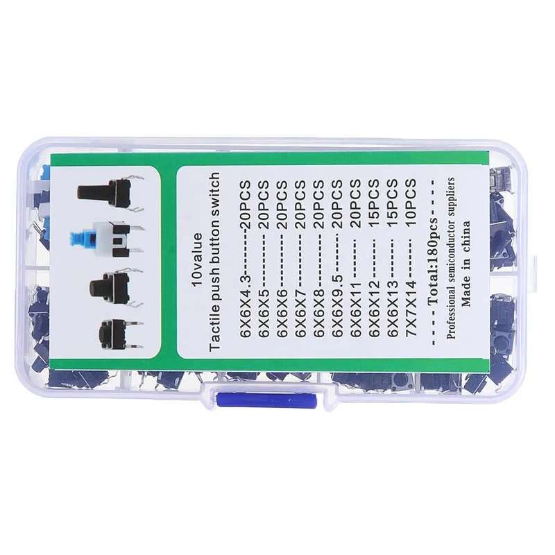 900Pcs 10 Values Tactile Push Button Switch Mini Momentary Tact Assortment Kit DIY