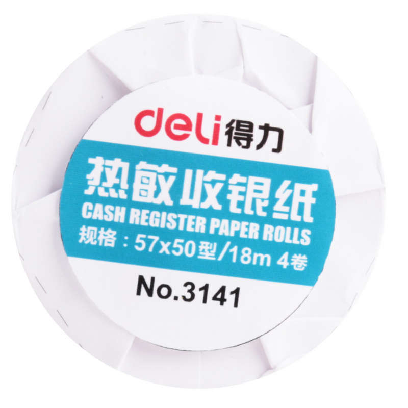 Deli 3141 57 x 50mm 4PCS Thermal Printer Paper for Payment Receipts POS Machine