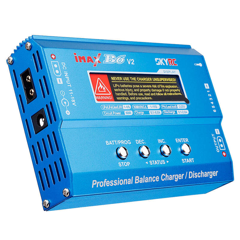 SKYRC iMAX B6 V2 60W 6A DC 2.5mm/XT60 Dual Input Battery Balance Charger Discharger with XT60 Output