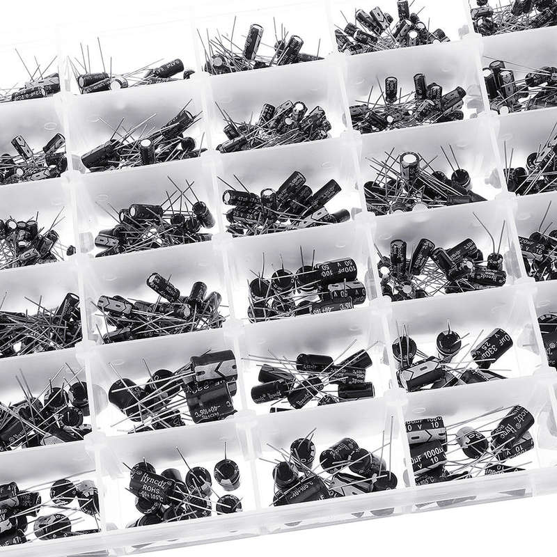 Aemedy 1000pcs 36 Values 0.1uF 50V-1000uF 16V Capacitors 4.7UF 10UF 22UF 33UF 47UF Electrolytic Capa