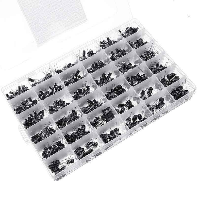 Aemedy 1000pcs 36 Values 0.1uF 50V-1000uF 16V Capacitors 4.7UF 10UF 22UF 33UF 47UF Electrolytic Capa
