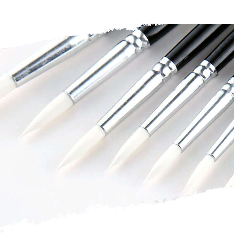 12 Pcs/Lot Paint Brush Different Size Black Short Rod White Nylon Hair Oil Painting Brushes Watercol