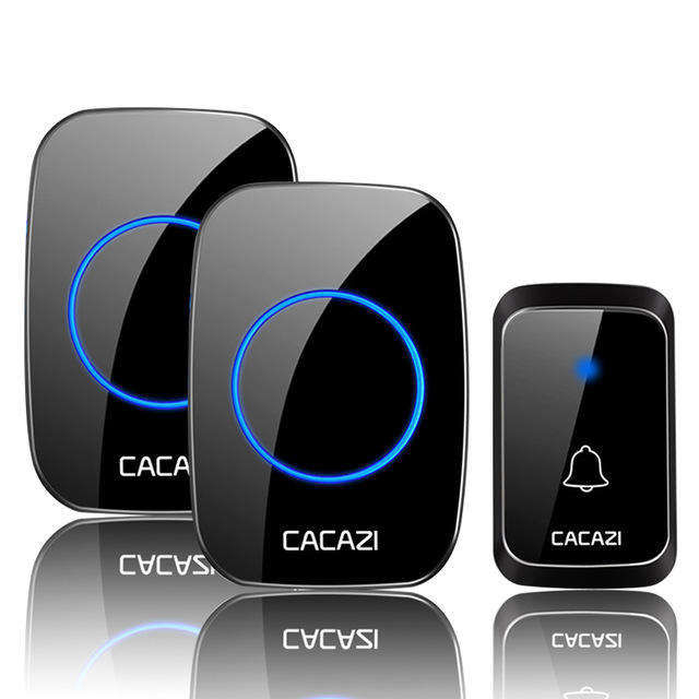 CACAZI A60 Waterproof Wireless Music Doorbell LED Light Battery 300M Remote Home Cordless Call Bell