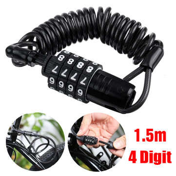 1.5M MINI Anti-Theft Helmet Code Lock 4 Digit Multifunctional Luggage Wire Password Lo... (TYPE: #1)