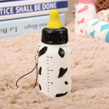 Squishy Milk Nursing Bottle Toy Cute Kawaii Phone Bag Strap Pendant 10x4cm (COLOR.: BLACK)