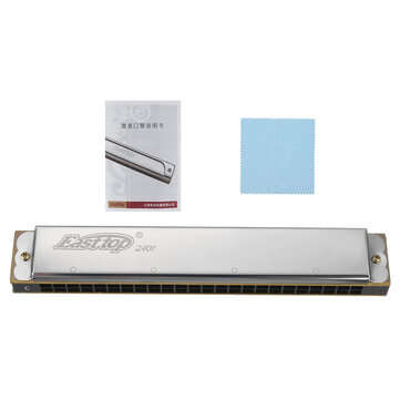 EASTTOP T2401 Polyphonic Harmonica Silver 24-hole C-tone Monophonic High Cost-effective Harmonica Su