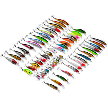 ZANLURE Lot 56 Mixed Minnow Fishing Lures Bass Baits Crankbaits Sharp Hooks Tackle Set