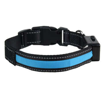 LED Dog Collar Anti-Lost Solar 2 Modes Luminous Pet Collar Warning Safety... (SIZE: S | COLOR: BLUE)